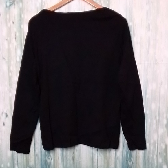 Karen Scott sequin Christmas lights and snow flake long sleeve shirt black large - Picture 2 of 6